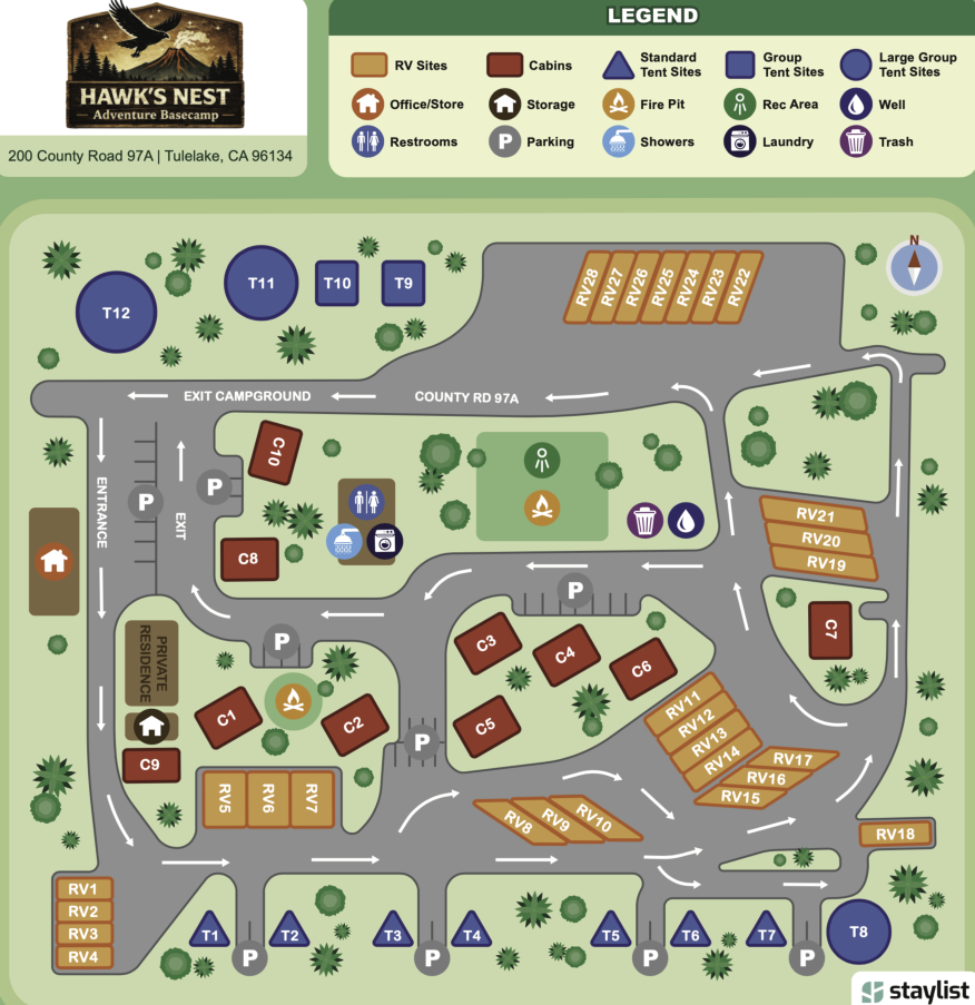 park map of Hawk's Nest Campground